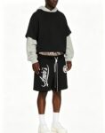 3001款p75 假拼接2条毛圈裤子 灰色  黑色S M L XL