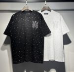 764款P55 面料260克双纱烫闪银粒字母 黑色 白色 S M L XL