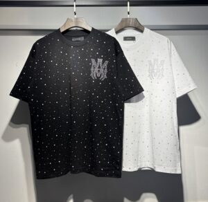 764款P55 面料260克双纱烫闪银粒字母 黑色 白色 S M L XL