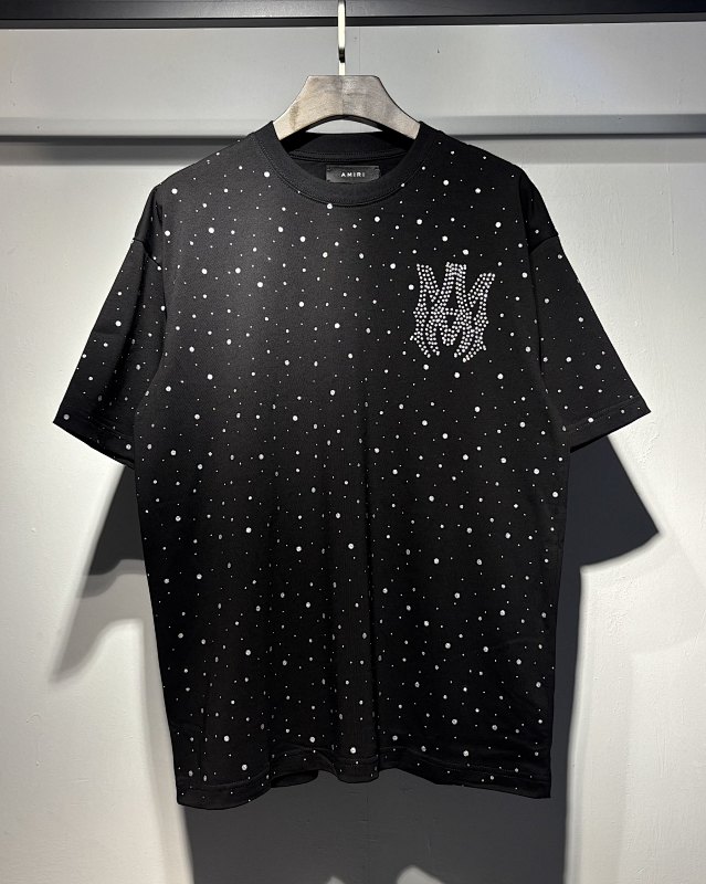 764款P55 面料260克双纱烫闪银粒字母 黑色 白色 S M L XL