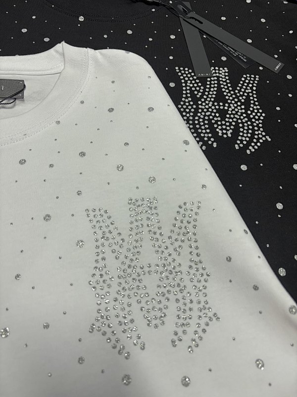 764款P55 面料260克双纱烫闪银粒字母 黑色 白色 S M L XL