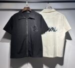 新款 P69元 尼龙双拉链烫钻衬衣 M L XL XXL 黑色 米色
