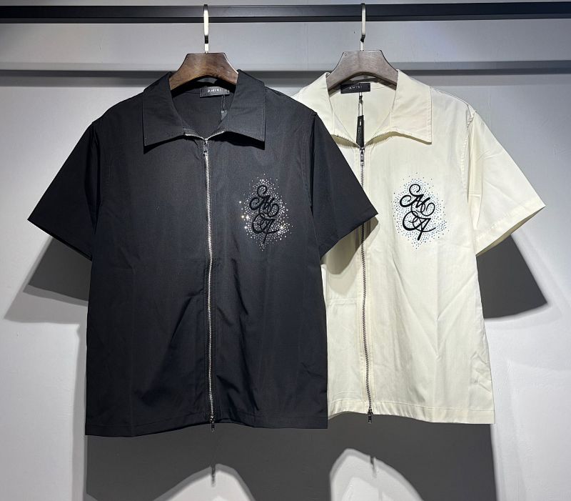新款 P69元 尼龙双拉链烫钻衬衣 M L XL XXL 黑色 米色