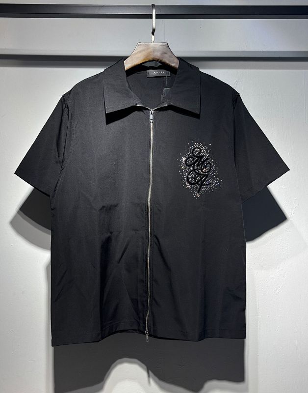新款 P69元 尼龙双拉链烫钻衬衣 M L XL XXL 黑色 米色