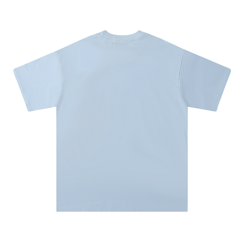 709款P50 面料260克双纱 发泡印花黑印杏 蓝色 黑印黑S M L XL