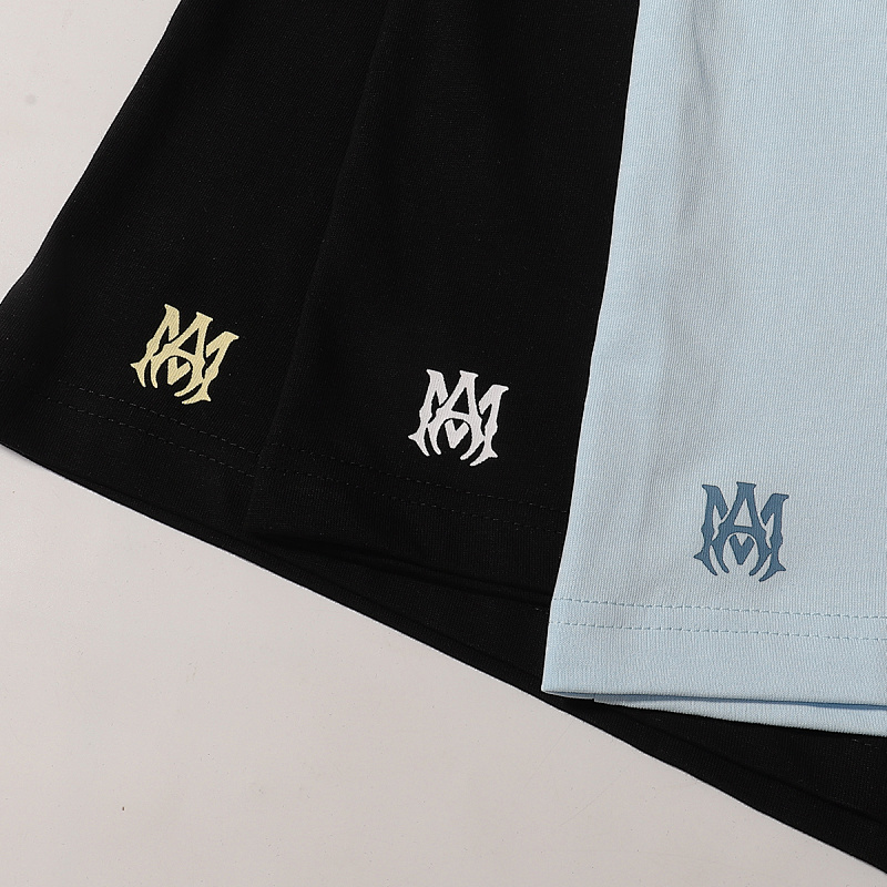 709款P50 面料260克双纱 发泡印花黑印杏 蓝色 黑印黑S M L XL