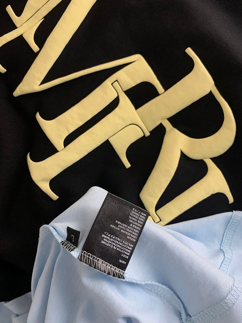 709款P50 面料260克双纱 发泡印花黑印杏 蓝色 黑印黑S M L XL