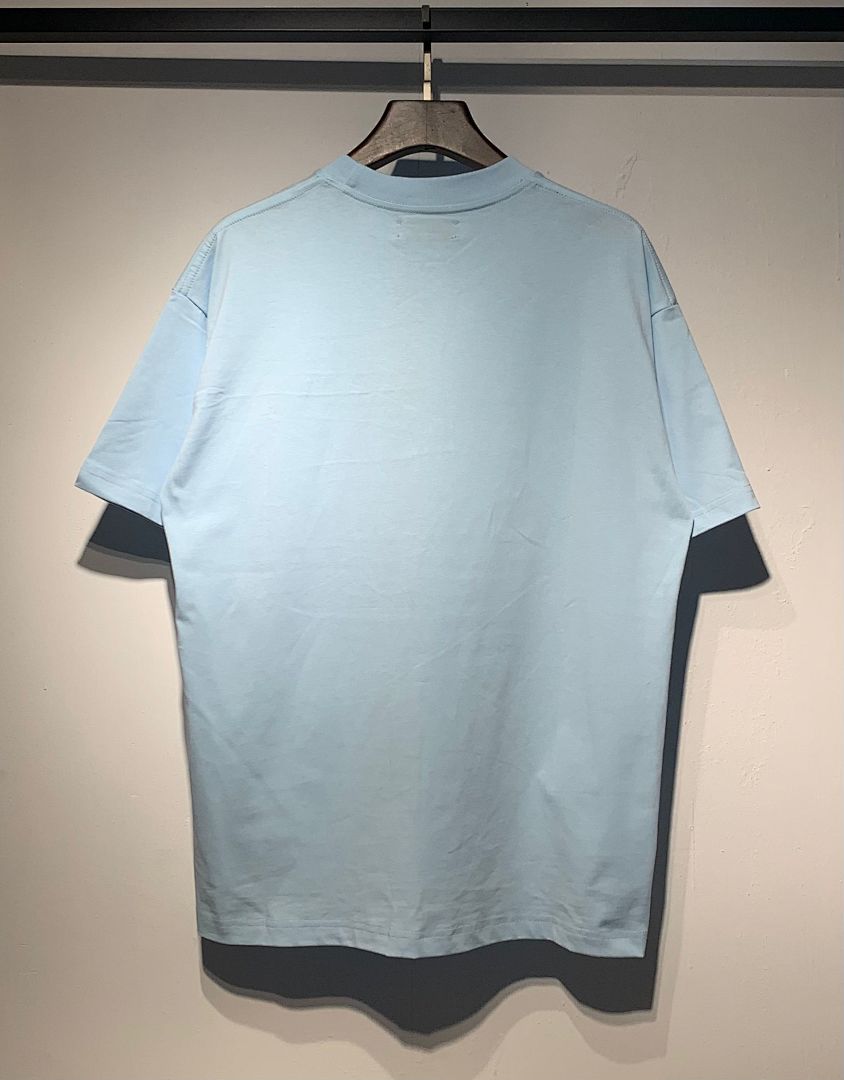 709款P50 面料260克双纱 发泡印花黑印杏 蓝色 黑印黑S M L XL