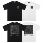 718款P50 面料260克双纱字母腰果花 黑色 白色S M L XL