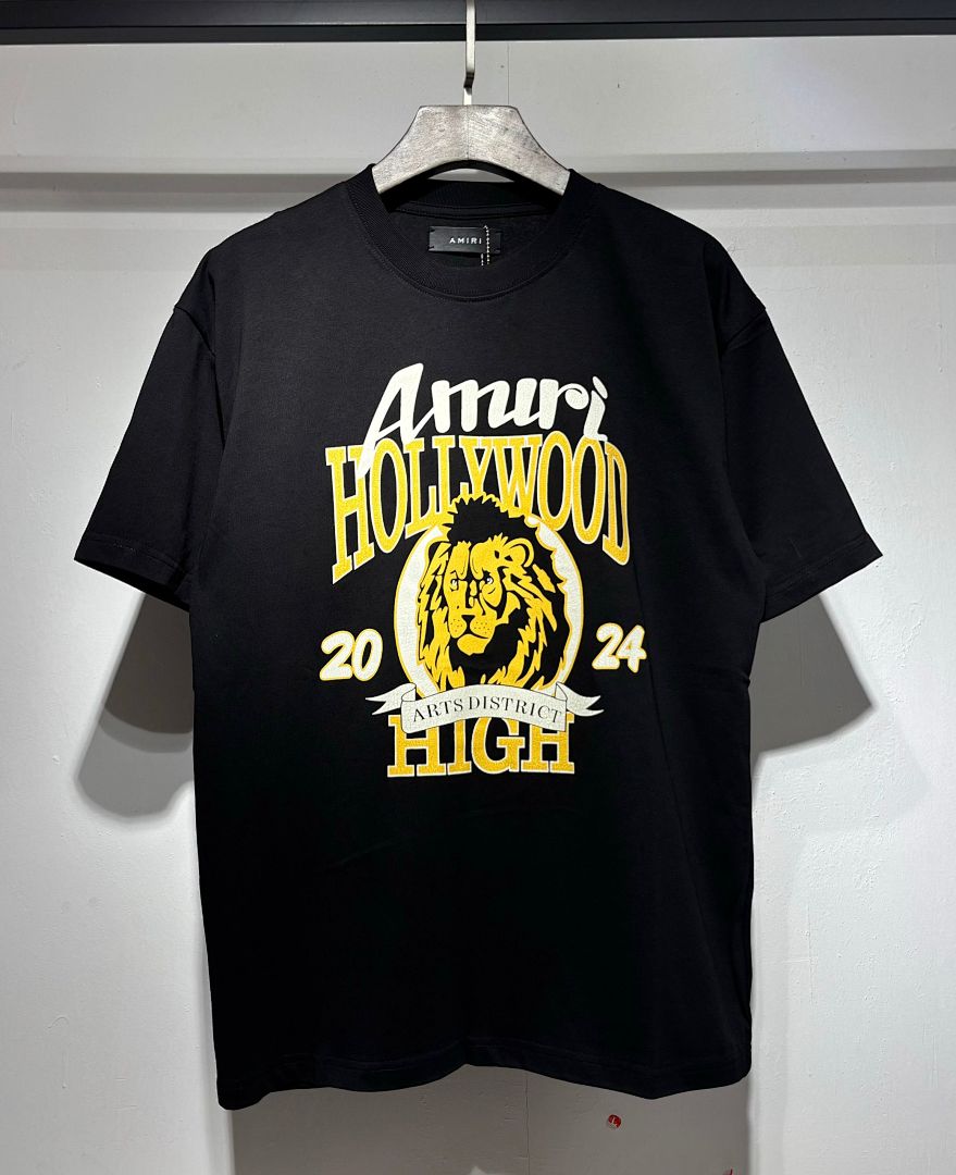 721款P50 面料260克双纱l裂纹印花字母狮子 黑色 S M L XL