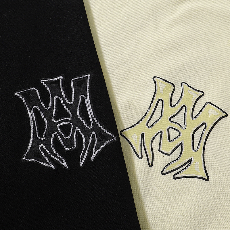 733款P50 面料260克双纱发泡字母 杏色 黑色 S M L XL