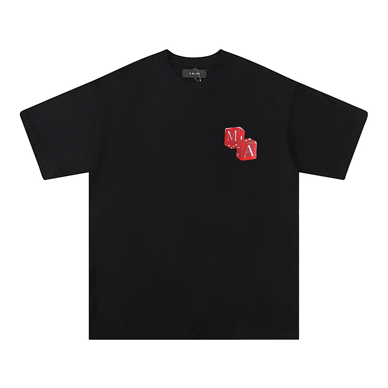 734款P47 面料260克双纱字母骰子 杏色 黑色 S M L XL