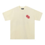 734款P47 面料260克双纱字母骰子 杏色 黑色 S M L XL