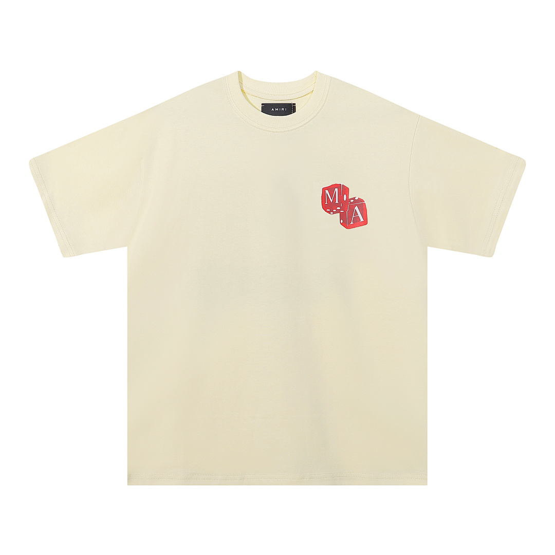 734款P47 面料260克双纱字母骰子 杏色 黑色 S M L XL