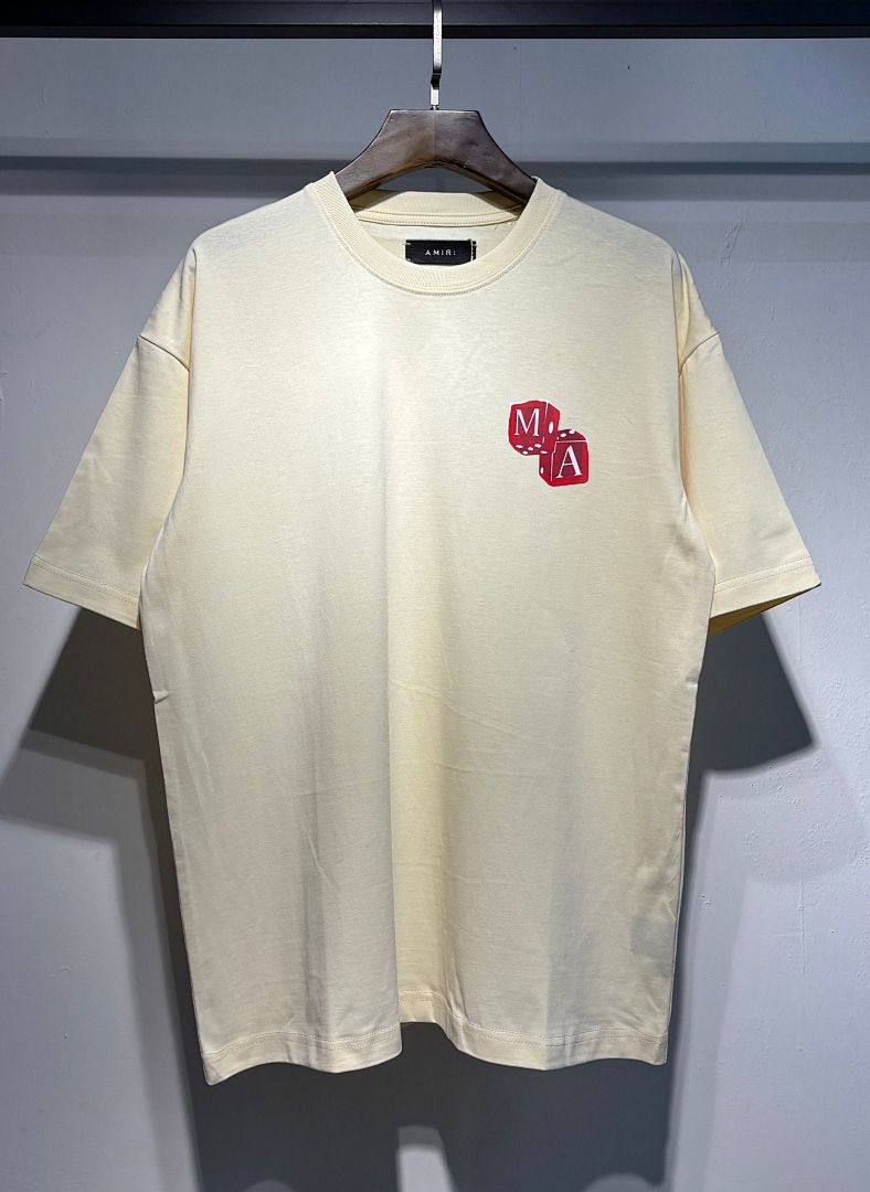 734款P47 面料260克双纱字母骰子 杏色 黑色 S M L XL