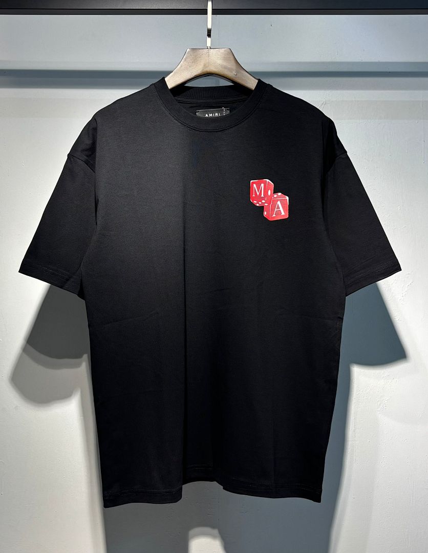 734款P47 面料260克双纱字母骰子 杏色 黑色 S M L XL