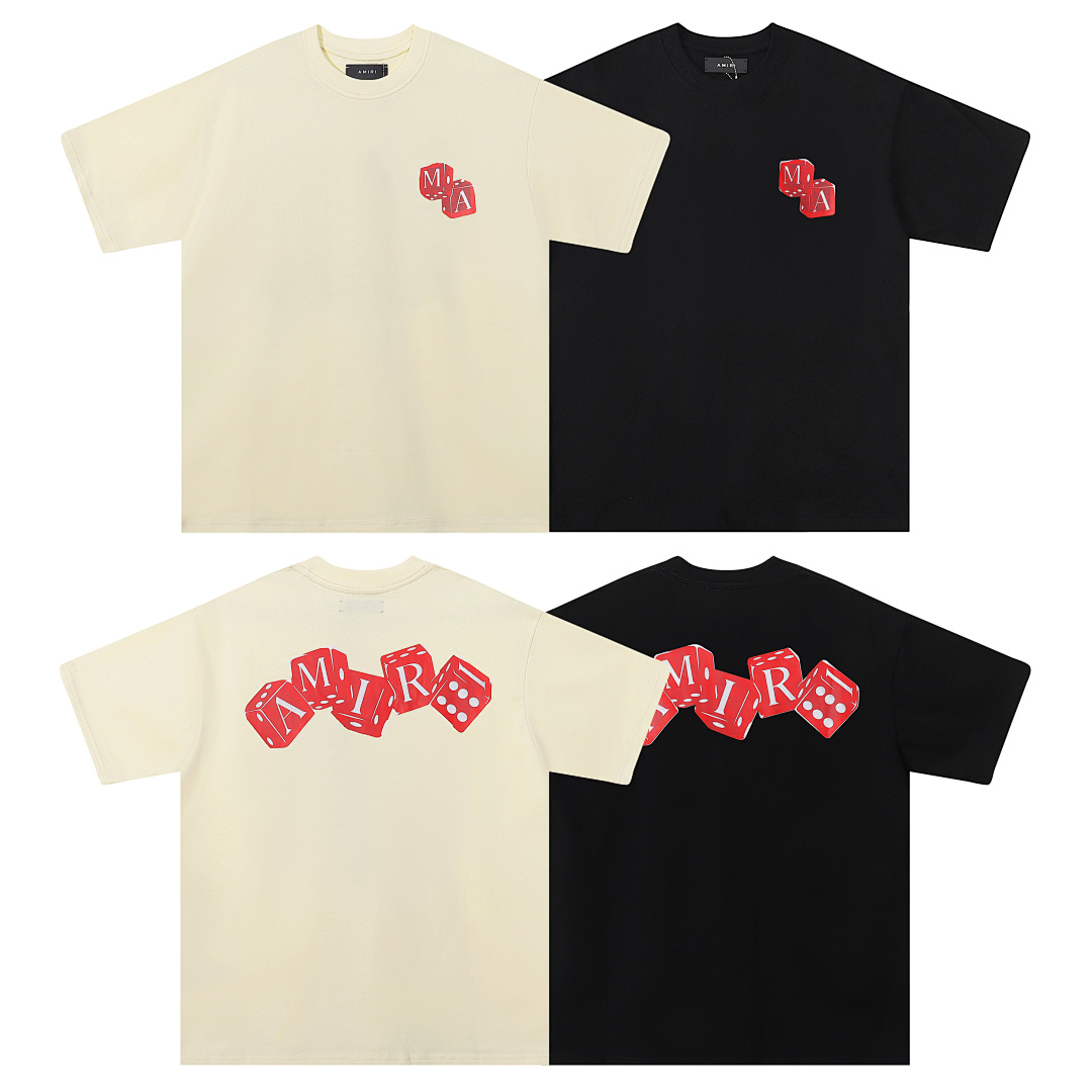 734款P47 面料260克双纱字母骰子 杏色 黑色 S M L XL
