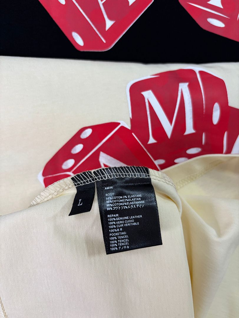 734款P47 面料260克双纱字母骰子 杏色 黑色 S M L XL