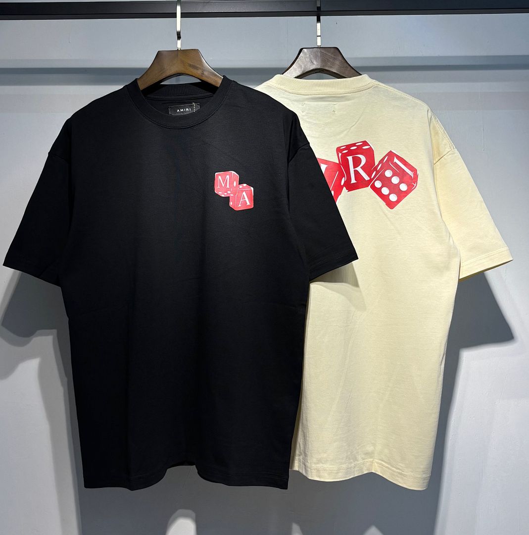 734款P47 面料260克双纱字母骰子 杏色 黑色 S M L XL