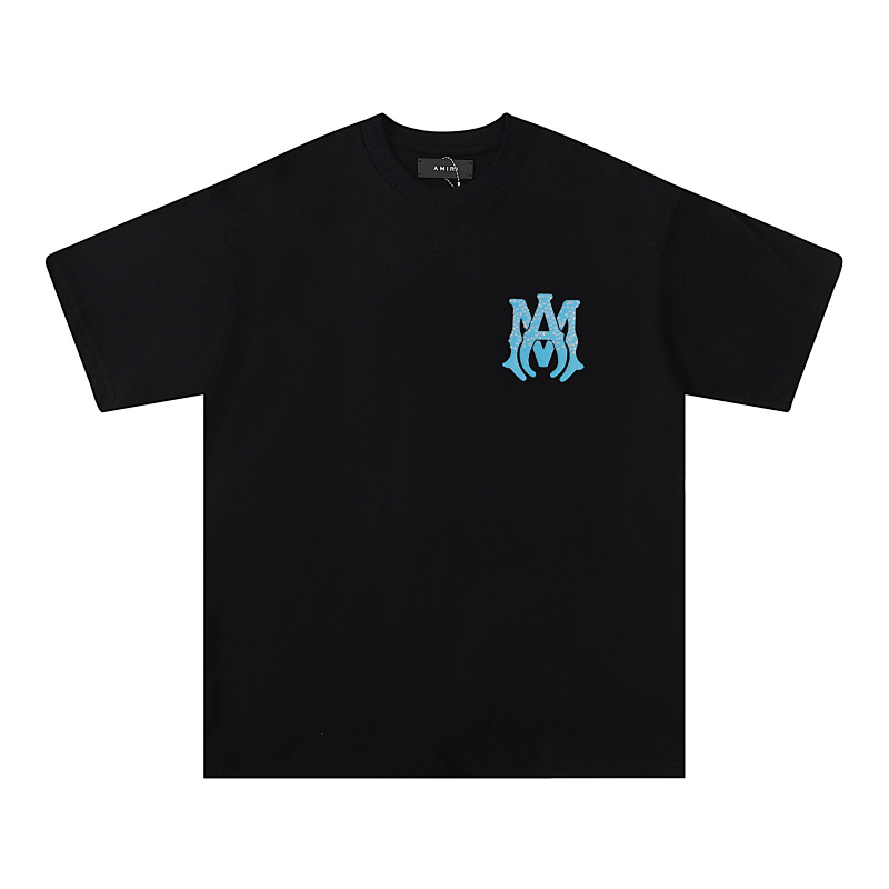 736款P53 面料260克双纱字母烫银粒 白色 黑色 S M L XL