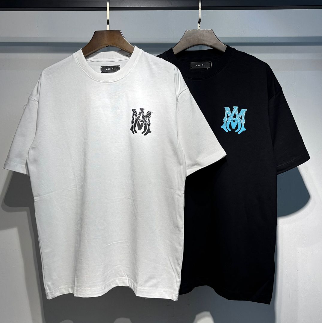 736款P53 面料260克双纱字母烫银粒 白色 黑色 S M L XL