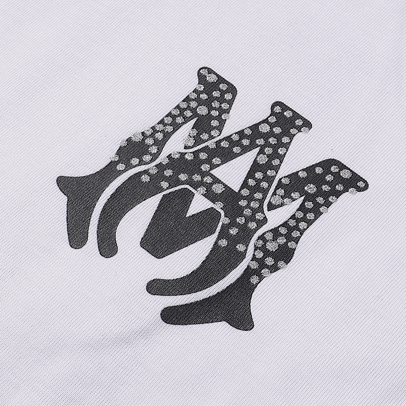 736款P53 面料260克双纱字母烫银粒 白色 黑色 S M L XL