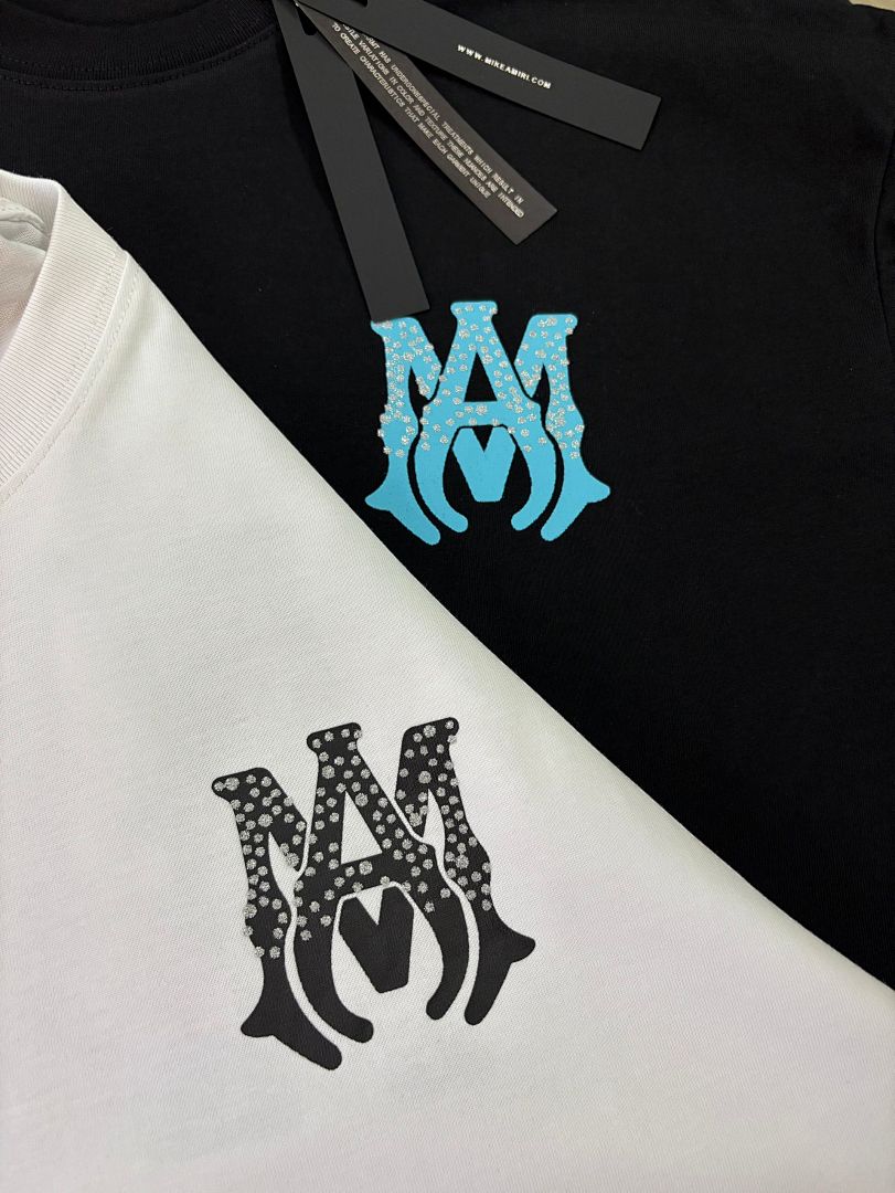 736款P53 面料260克双纱字母烫银粒 白色 黑色 S M L XL