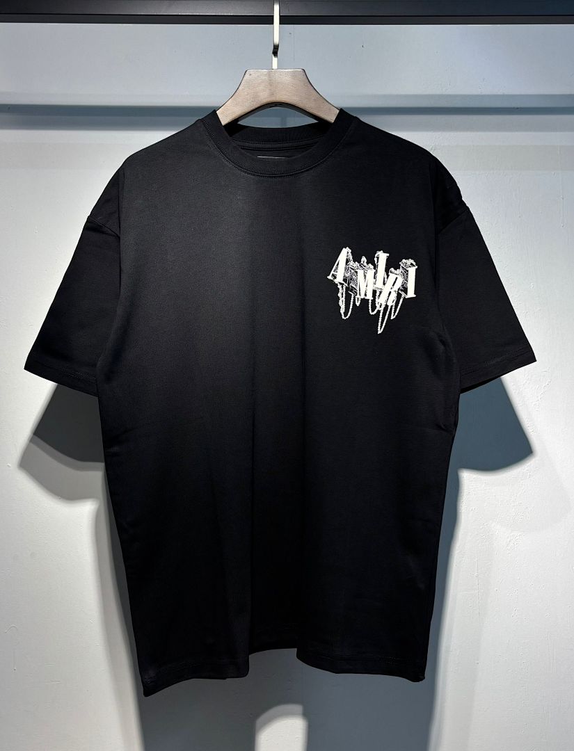 738款P50 面料260克双纱字母锁链 白色 黑色 S M L XL