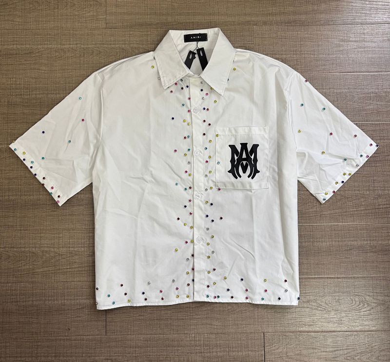 5163款 P73元 尼龙彩色钻衬衣 M L XL 白色 黑色 杏色