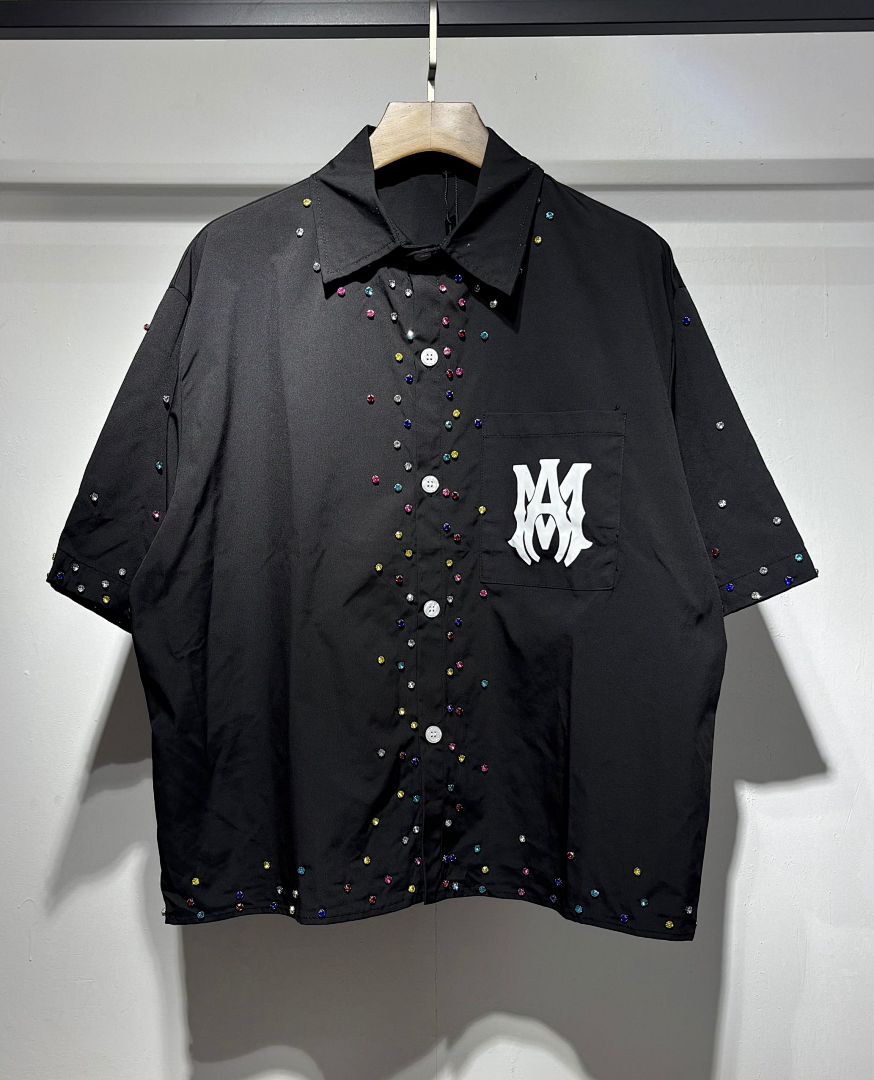 5163款 P73元 尼龙彩色钻衬衣 M L XL 白色 黑色 杏色