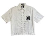 5163款 P73元 尼龙彩色钻衬衣 M L XL 白色 黑色 杏色
