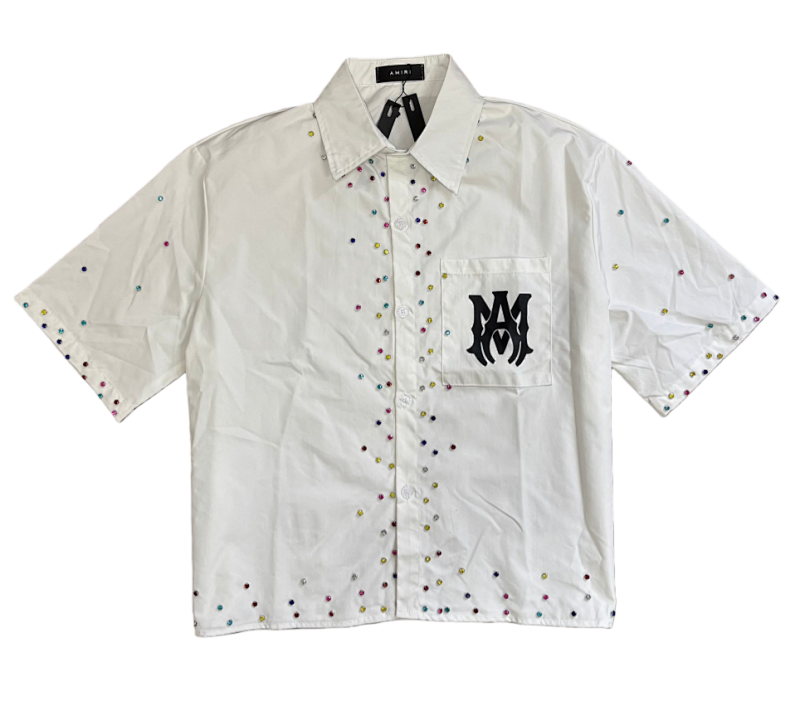 5163款 P73元 尼龙彩色钻衬衣 M L XL 白色 黑色 杏色