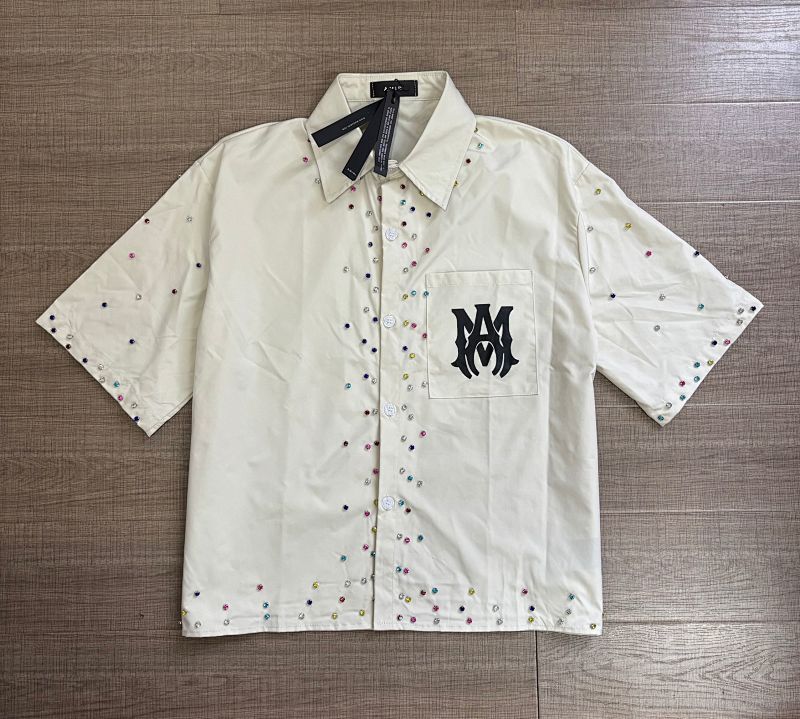 5163款 P73元 尼龙彩色钻衬衣 M L XL 白色 黑色 杏色