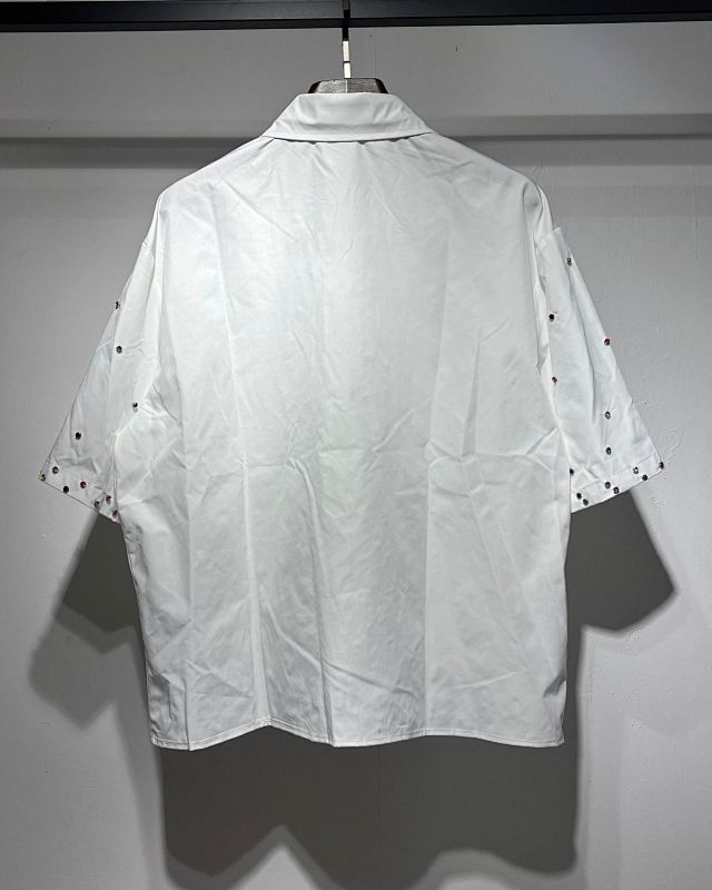 5163款 P73元 尼龙彩色钻衬衣 M L XL 白色 黑色 杏色