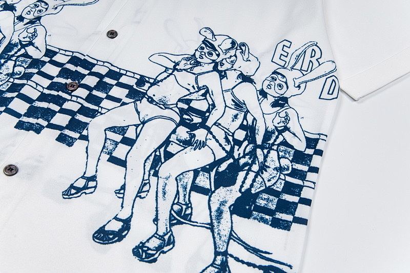 P57 ERD忧郁的富二代新款宽松休闲图案印花短袖衬衫