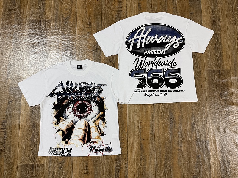 编号203    批55   ALWAYS-PRESENT  Champion T-Shirt 2026美国洛杉矶最新街头潮牌印花烫钻短袖T恤 码数：S  M  L  XL
