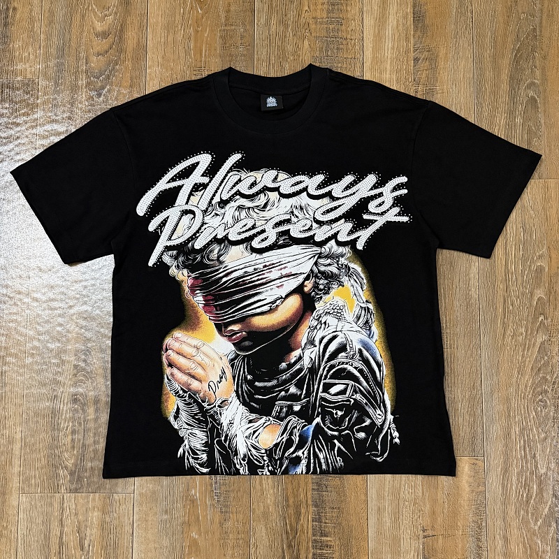 编号205    p55   ALWAYS-PRESENT  Champion T-Shirt 2026美国洛杉矶最新街头潮牌印花烫钻短袖T恤 码数：S  M  L  XL
