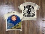 编号517    批70  RoughPlay Champion T-Shirt 2026美国洛杉矶最新街头潮牌白墨直喷烫钻洗水做旧短袖T恤 码数：S  M  L  XL