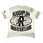 编号517    批70  RoughPlay Champion T-Shirt 2026美国洛杉矶最新街头潮牌白墨直喷烫钻洗水做旧短袖T恤 码数：S  M  L  XL