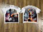 编号516    批72   RoughPlay Champion T-Shirt 2026美国洛杉矶最新街头潮牌白墨直喷烫钻洗水做旧短袖T恤 码数：S  M  L  XL