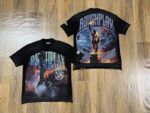 编号516    批72   RoughPlay Champion T-Shirt 2026美国洛杉矶最新街头潮牌白墨直喷烫钻洗水做旧短袖T恤 码数：S  M  L  XL