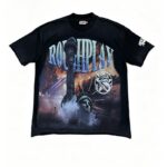 编号516    批72   RoughPlay Champion T-Shirt 2026美国洛杉矶最新街头潮牌白墨直喷烫钻洗水做旧短袖T恤 码数：S  M  L  XL