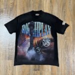 编号516    批72   RoughPlay Champion T-Shirt 2026美国洛杉矶最新街头潮牌白墨直喷烫钻洗水做旧短袖T恤 码数：S  M  L  XL