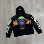 R129# P123 RoughPlay Can't Feel My Face Hoodie2026最新潮牌烫钻纯棉帽衫卫衣