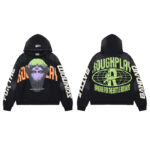 R129# P123 RoughPlay Can't Feel My Face Hoodie2026最新潮牌烫钻纯棉帽衫卫衣