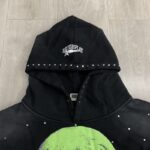 R129# P123 RoughPlay Can't Feel My Face Hoodie2026最新潮牌烫钻纯棉帽衫卫衣