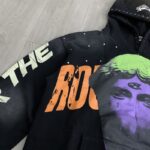 R129# P123 RoughPlay Can't Feel My Face Hoodie2026最新潮牌烫钻纯棉帽衫卫衣