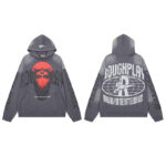 R128# P123 RoughPlay Can't Feel My Face Hoodie2026最新潮牌烫钻纯棉帽衫卫衣
