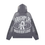 R128# P123 RoughPlay Can't Feel My Face Hoodie2026最新潮牌烫钻纯棉帽衫卫衣