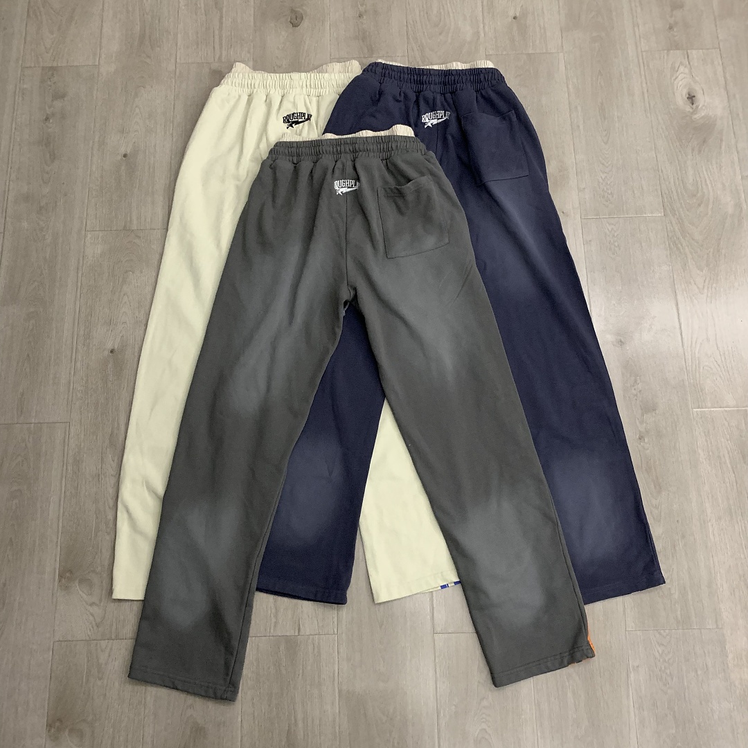 R122# P120 RoughPlay Double SweatPants2026最新欧美潮牌烫钻绣花纯棉休闲长裤卫裤